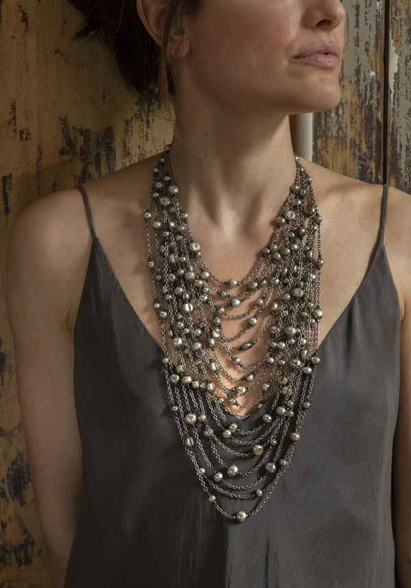 JEAN FRANCOIS MIMILLA CHAIN & SILVER PEARLS “169” NECKLACE