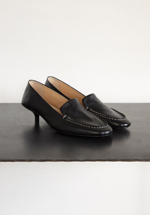 MARSÈLL LEATHER “SPIANATA” MOCASSINO BLACK HEELS