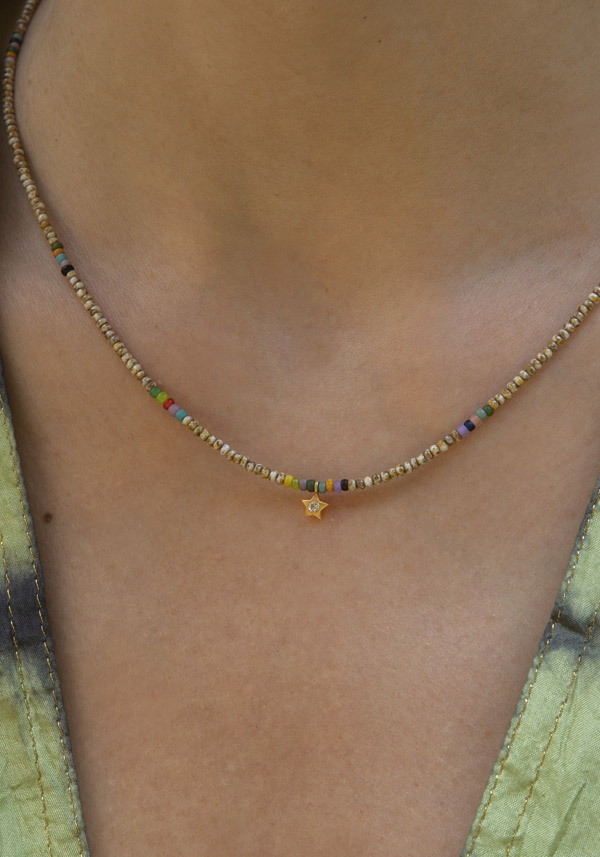 CATHERINE MICHIELS “WHITE MOON #38” MULTICOLOR BEADED NECKLACE