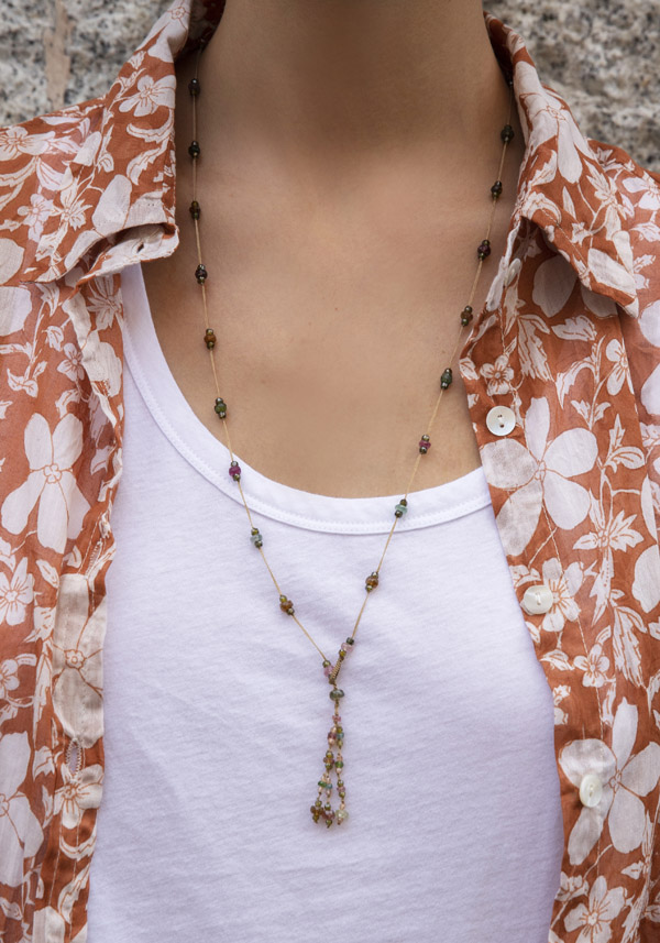 SHARING “HOLY LONG NECKLACE” MULTICOLOR GEMSTONES #216