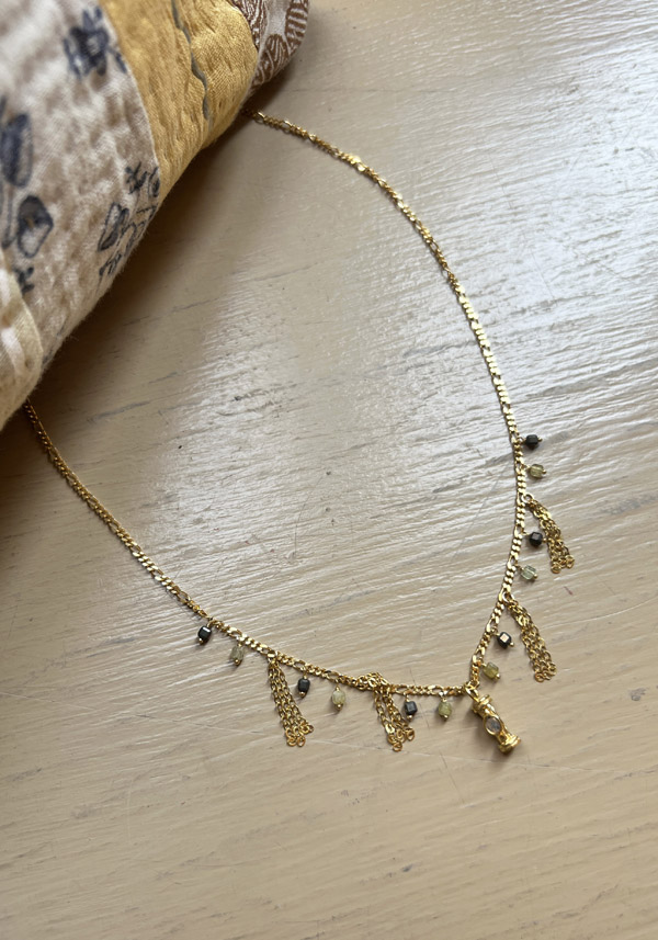 UNTITLEDEDITION VERMEIL GOLD "RIFRANGE" PYRITE AND GREEN GARNET NECKLACE - Image 2