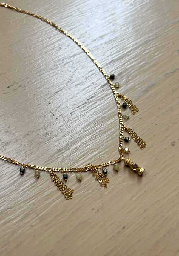 UNTITLEDEDITION VERMEIL GOLD "RIFRANGE" PYRITE AND GREEN GARNET NECKLACE - Image 3