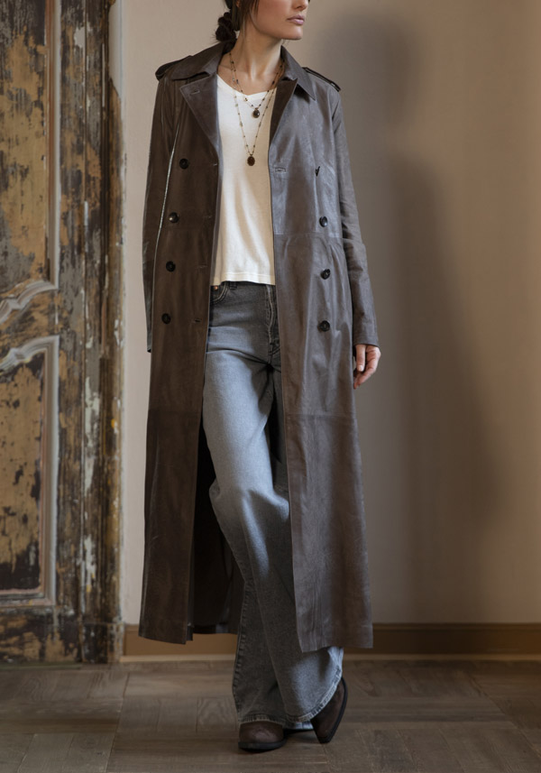 GIORGIO BRATO LEATHER “TRENCH 23039” SLATE COAT