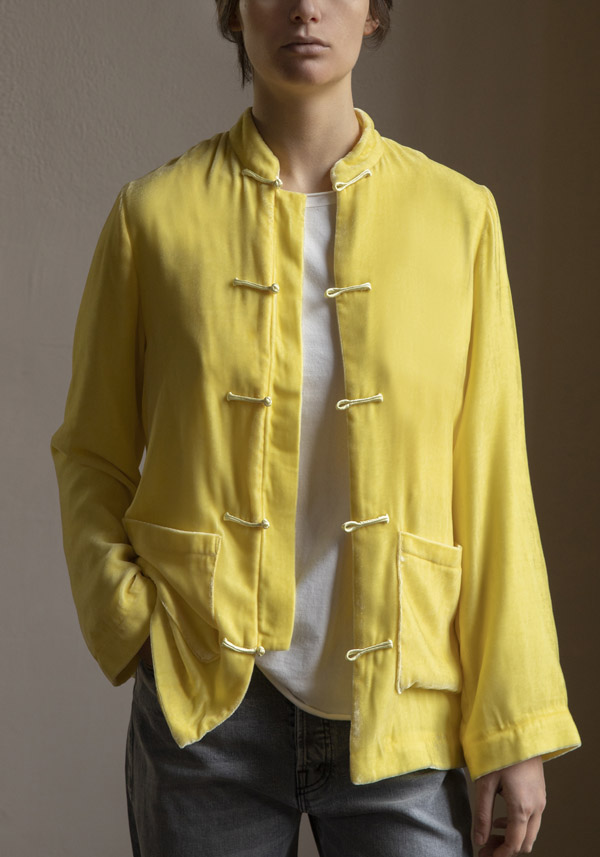 YALI MILANO SILK VELVET “MAGGIO” YELLOW BLAZER