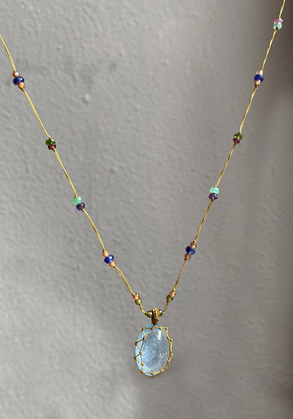 SHARING “LONG TIBETAN NECKLACE” AQUAMARINE #334