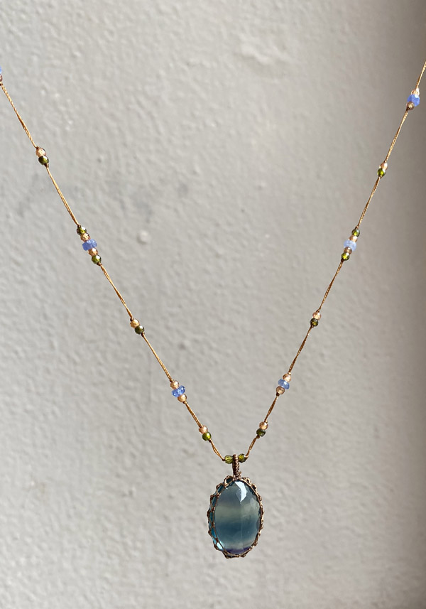 SHARING “LONG TIBETAN NECKLACE” RAINBOW FLUORITE #327