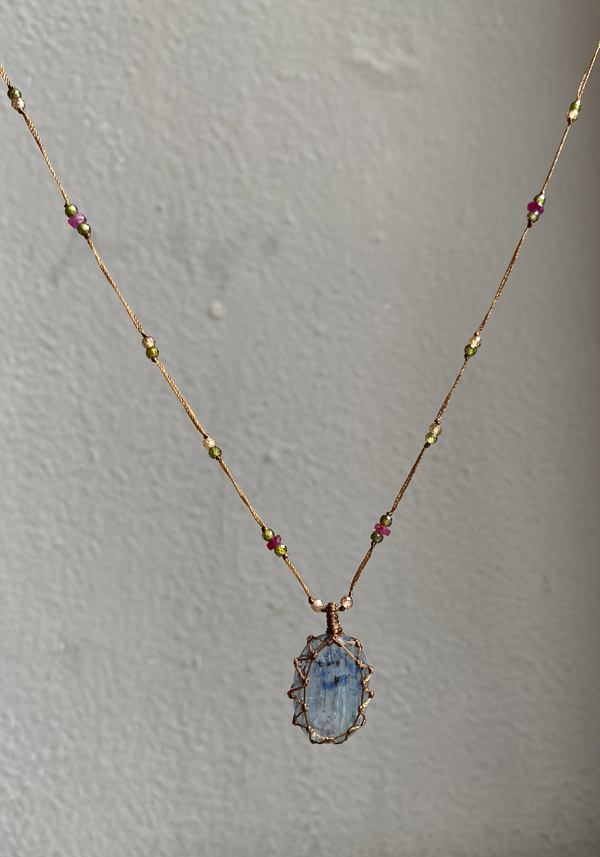 SHARING “LONG TIBETAN NECKLACE” BLUE KYANITE  #309