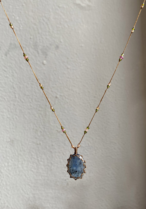 SHARING “LONG TIBETAN NECKLACE” BLUE KYANITE  #315