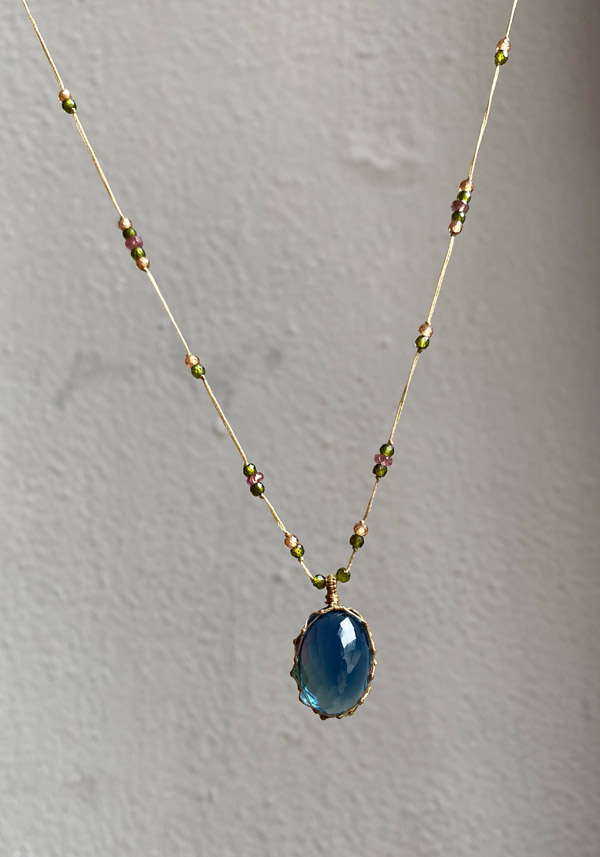 SHARING “SHORT TIBETAN NECKLACE” BLUE FLUORITE #34