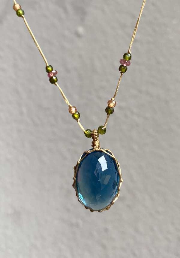 SHARING "SHORT TIBETAN NECKLACE" BLUE FLUORITE #34 - Image 2