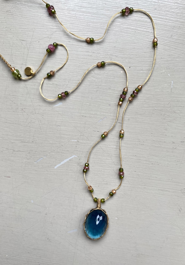 SHARING "SHORT TIBETAN NECKLACE" BLUE FLUORITE #34 - Image 4