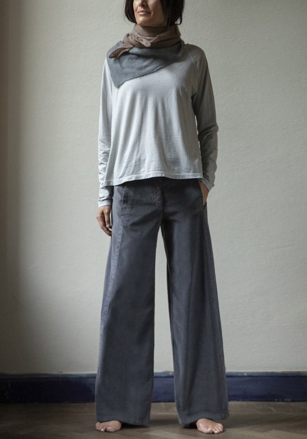 BARBARA TANI COTTON CORDUROY “470 VF07” GREY PANTS