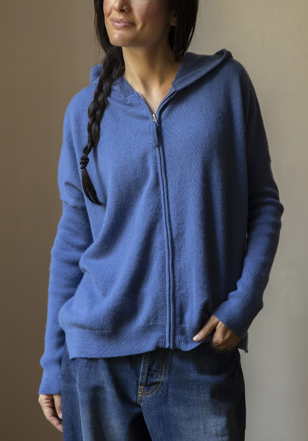ABSOLUT CASHMERE “OPALE” BLUE GREEN HOODIE KNIT