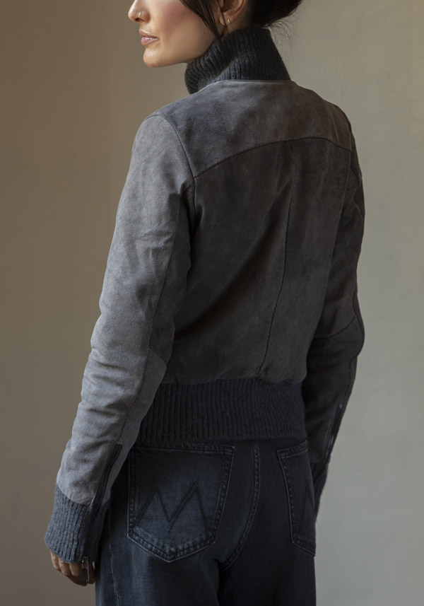 GIORGIO BRATO SUEDE LEATHER "01194" DORMOUSE GREY BOMBER JACKET - Image 4