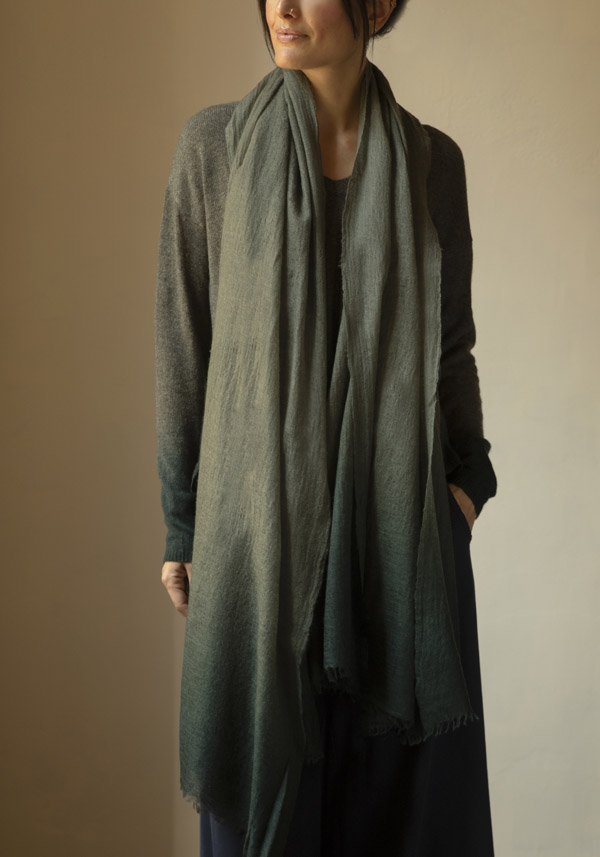 MIRROR IN THE SKY CASHMERE “SOUFFLE SEMI FELTED” SHADOW & TIMBER SHAWL