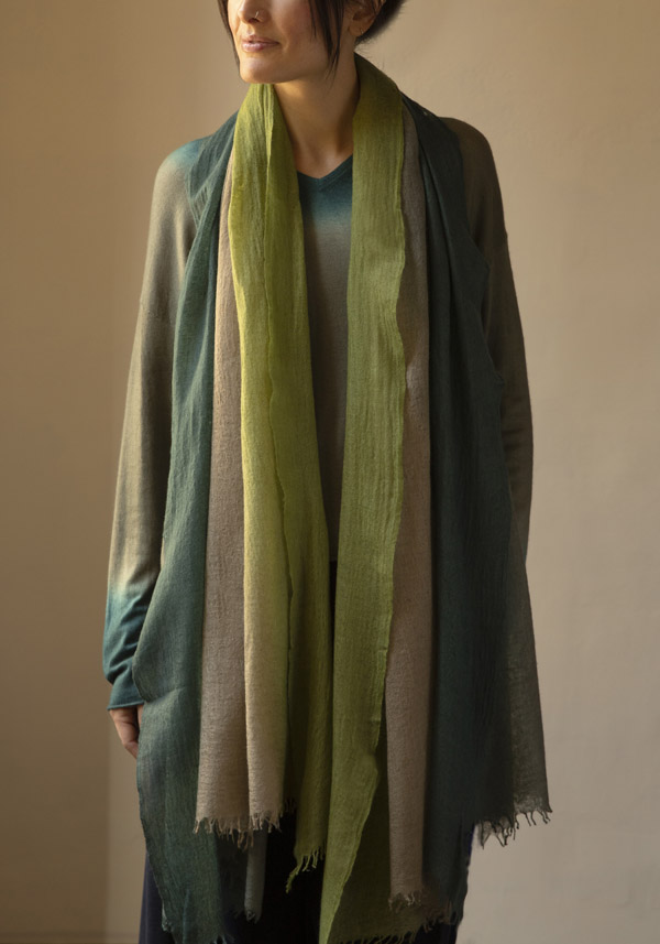 MIRROR IN THE SKY CASHMERE “SOUFFLE SEMI FELTED” TIMBER & COPSE SHAWL
