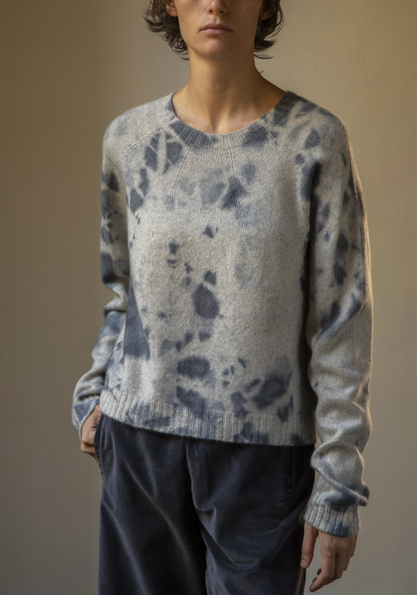 SUZUSAN CASHMERE “3091” SILVER GREY & LIGHT GREY PULLOVER