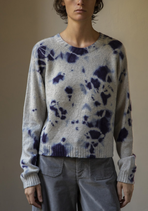 SUZUSAN CASHMERE "3091" PURPLE & GREY PULLOVER - Image 2