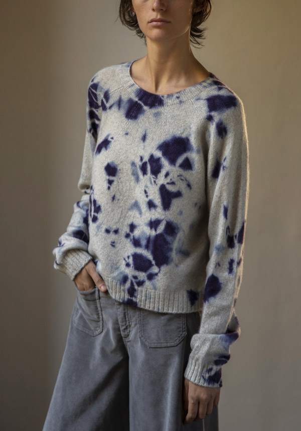 SUZUSAN CASHMERE “3091” PURPLE & GREY PULLOVER