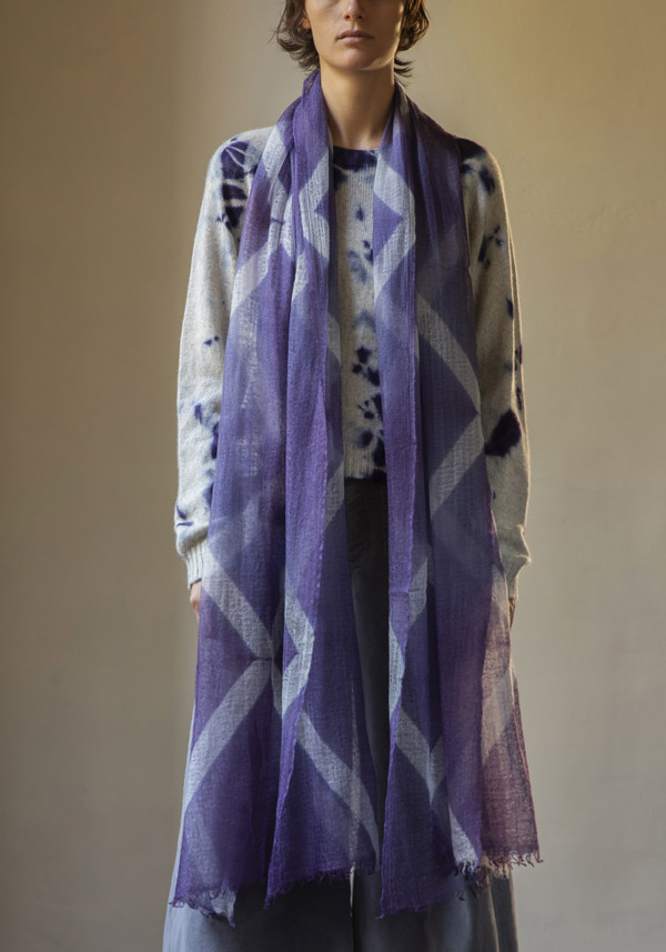 SUZUSAN CASHMERE "3091" PURPLE & GREY PULLOVER - Image 4
