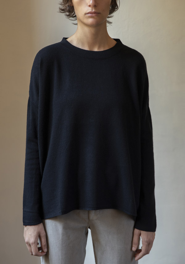 ALESSANDRO ASTE MERINO & CASHMERE “MOLDAVIA” BLACK PULLOVER