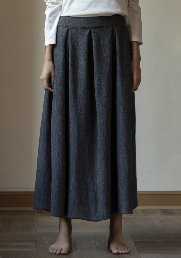 MA'RY'YA WOOL "PLEATED" DARK GREY SKIRT - Image 2