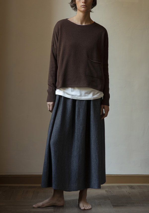 MA’RY’YA WOOL “PLEATED” DARK GREY SKIRT