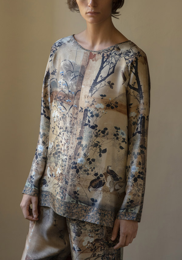 PIERRE LOUIS MASCIA SILK “ALOE” TURQUOISE BLOUSE