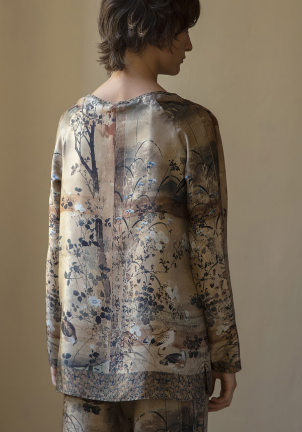 PIERRE LOUIS MASCIA SILK "ALOE" TURQUOISE BLOUSE - Image 2